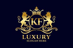 Initial KF Letter Lion Royal Luxury Logo template in vector art for luxurious branding projects and other vector illustration.