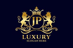 Initial JP Letter Lion Royal Luxury Logo template in vector art for luxurious branding projects and other vector illustration.