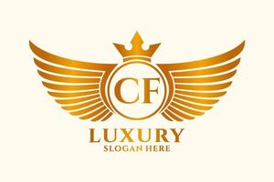 Luxury royal wing Letter CF crest Gold color Logo vector, Victory logo, crest logo, wing logo, vector logo template.