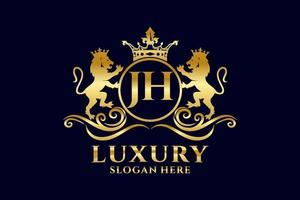 Initial JH Letter Lion Royal Luxury Logo template in vector art for luxurious branding projects and other vector illustration.