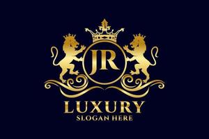 Initial JR Letter Lion Royal Luxury Logo template in vector art for luxurious branding projects and other vector illustration.