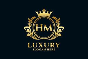 Initial HM Letter Royal Luxury Logo template in vector art for luxurious branding projects and other vector illustration.