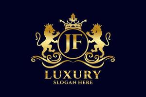 Initial JF Letter Lion Royal Luxury Logo template in vector art for luxurious branding projects and other vector illustration.