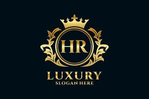 Initial HR Letter Royal Luxury Logo template in vector art for luxurious branding projects and other vector illustration.