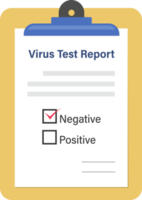 sinal de ícone de relatório de teste de vírus. design plano png