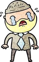 cartoon bearded man crying vector