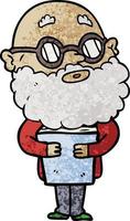 cartoon curious man with beard and glasses vector