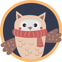 Portrait of winter owl in scarf png