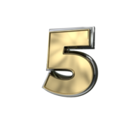 3d illustration or numéro 5 png