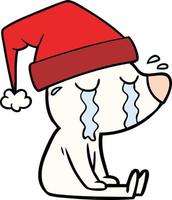 cartoon crying sitting polar bear vector