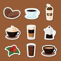 Coffee Stickers Set vector