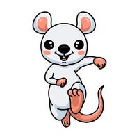 dibujos animados lindo ratoncito blanco corriendo vector