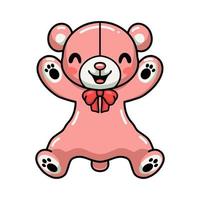 Cute teddy bear cartoon raising hands vector
