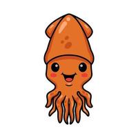 Cute little squid cartoon posing vector