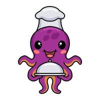 Cute little chef octopus cartoon vector