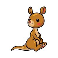 Cute little kangaroo cartoon sitting vector