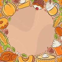 Thanksgiving Food And Beverages Hand Drawn Background vector