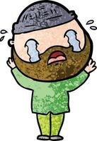 cartoon bearded man crying vector