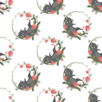 cat and wreath pattern png