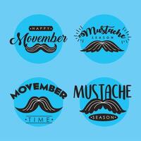 four movember day emblems vector