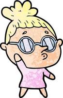 cartoon woman wearing glasses vector