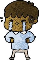 crying boy cartoon vector