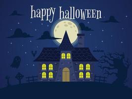 spooky cartoon vector haunted halloween house illustration