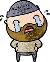 cartoon bearded man crying vector