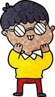 cartoon boy wearing spectacles vector