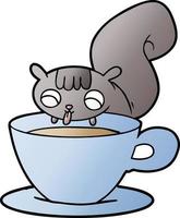 cartoon squirrel drinking tea vector