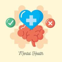 corazón y salud mental vector