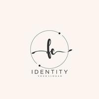 FC Handwriting logo vector of initial signature, wedding, fashion, jewerly, boutique, floral and botanical with creative template for any company or business.