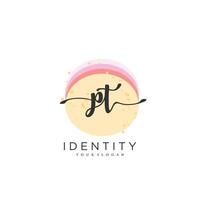 PT Handwriting logo vector of initial signature, wedding, fashion, jewerly, boutique, floral and botanical with creative template for any company or business.