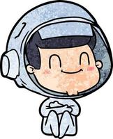 astronauta de dibujos animados feliz vector