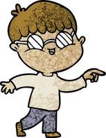 cartoon boy wearing spectacles vector