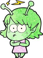 cartoon alien girl vector