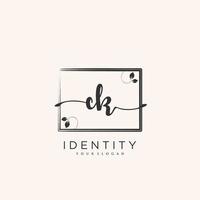 CK Handwriting logo vector of initial signature, wedding, fashion, jewerly, boutique, floral and botanical with creative template for any company or business