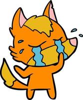 sad little fox cartoon character vector