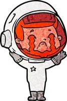 astronauta llorando de dibujos animados vector