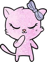 cute cartoon cat with bow vector