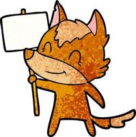 fox cartoon character with protest sign vector