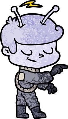 friendly cartoon spaceman pointing