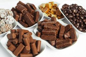 Dessert for christmas. Assortment of sweet confectionery with chocolate candies and pralines. photo