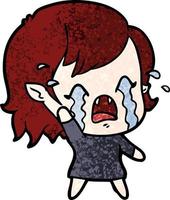 cartoon crying vampire girl vector