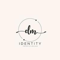 DM Handwriting logo vector of initial signature, wedding, fashion, jewerly, boutique, floral and botanical with creative template for any company or business.