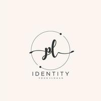 PL Handwriting logo vector of initial signature, wedding, fashion, jewerly, boutique, floral and botanical with creative template for any company or business.