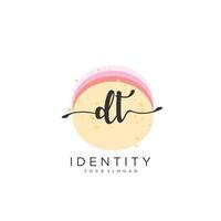 DT Handwriting logo vector of initial signature, wedding, fashion, jewerly, boutique, floral and botanical with creative template for any company or business.