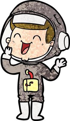 happy cartoon astronaut
