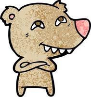 cartoon bear showing teeth vector