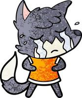 crying fox cartoon vector